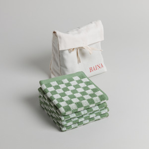 Gifts From 70 100: BAINA Face Cloth Set 01 - Sage/Chalk