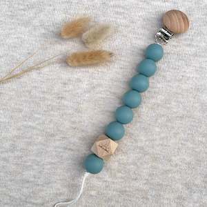 Teethers And Dummy Clips: Essential Dummy Clip - Skipping Stone Blue