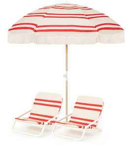 Rio Stripe: Rio Stripe Beach Umbrella & Beach Chair Set
