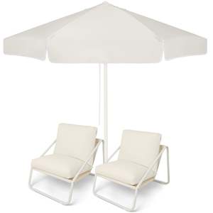 Dunes Market Umbrella and Outdoor Chair Set