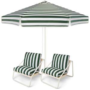 Native Stripe Market Umbrella and Outdoor Chair Set