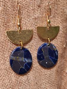Products: Midnight Oval & Brushed Gold Drop Earrings