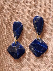 Midnight Teardrop Stud Mini Cube Earrings