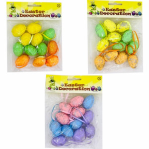 Easter: Mixed Coloured Eggs with String 12pc