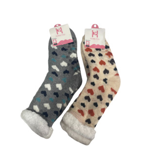 Winter Popular: Ladies Heart Fluffy Anti Slip Socks 1pr