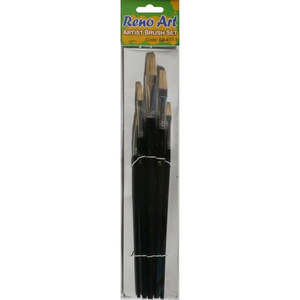 Paint Brushes: Flat Bristle Brush Set 5pcs - Black Handles