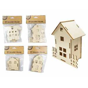 Diy Kits: DIY Wooden House 4 Asst
