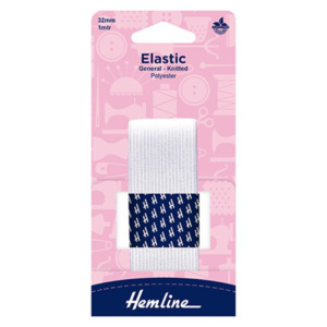 Sewing: Elastic Knitted White 32mm x 1m