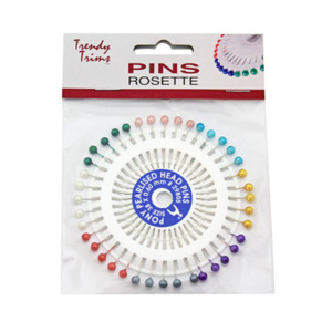 Sewing: Pins - Rosette Pearl Multi 40 x 38mm