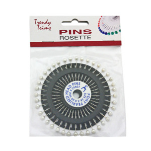Sewing: Pins - Rosette Pearl White 40 x 38mm
