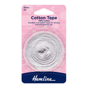 Sewing: Hemline Tape Cotton 20mm White