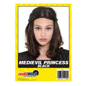 Womens Costumes: Wig - Medievil Princess - Black