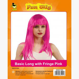 Wigs: Wig Pink Long with Fringe