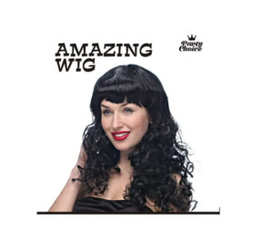 Wig Long Curly Black