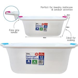 Basin Wash Rectangular With Handles 12L