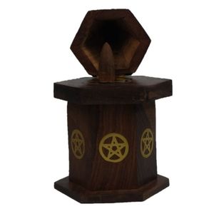 Candles Home Fragrance Accessories: Pentacle Cone Burner with Storage Sheesham