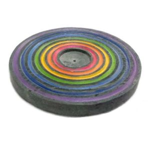 Candles Home Fragrance Accessories: Chakra Soapstone Round Incense Holder
