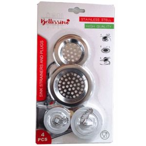 Bathroom Fittings: Sink Strainer & Plug 4pk