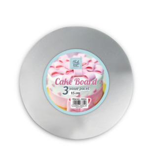 BakeArt Cake Board Silver 2mm 15cms 3pc