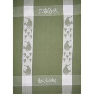 Tea Towel Kiwi Green and White