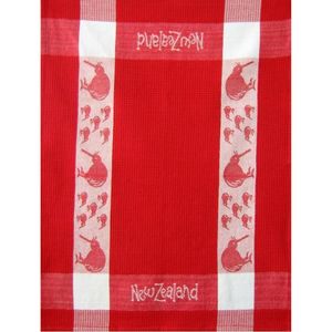 Tea Towel Kiwi Red and White