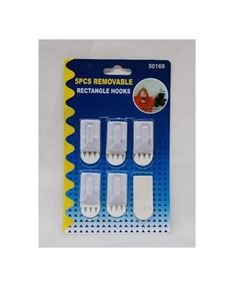 Plastic Rectangle Hooks Removable 5pk