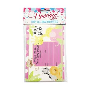 Candles Invites Loot Bags: Party Baby Shower Girl Invitations 10pc