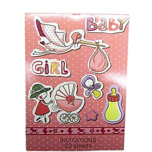 Invitation Pad - Baby Girl in Pink 20pk