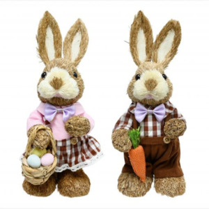 Decorations: Easter Sisal Bunny Dressed 32cm Asst