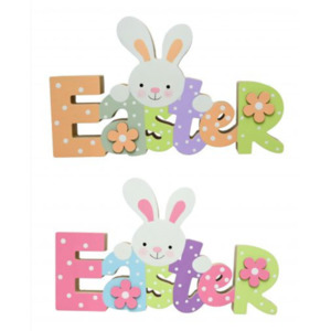 Decorations: Easter Table Block Sign Asst