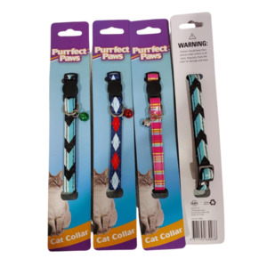 Leads Collars: Patterned Pet Collar with Bell 30cm (Cat)