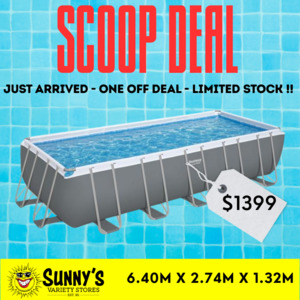 Framed Pools: Steel Frame Pool with Sand Filter 6.4m x 2.74m x 1.32m