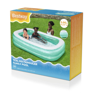 Bestway 2.00m x 1.46m x 48cm Teal Rectangular Family Pool