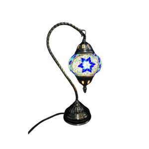 Turkish Lamp Swan Neck - Blue & White Mosaic
