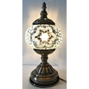 Lamps: Turkish Mosaic Lamp - White & Mirror Star