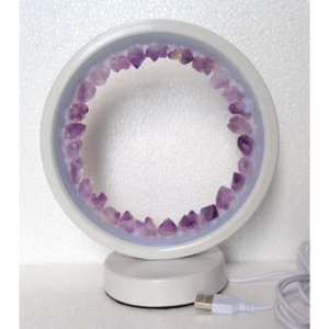 Natural Amethyst Crystal LED USB Table Lamp