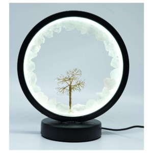 Clear Quartz LED USB Lamp with Gemstone Tree