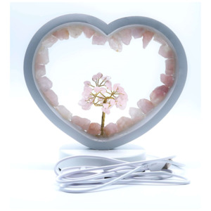 Rose Quartz LED USB Lamp with Gemstone Tree