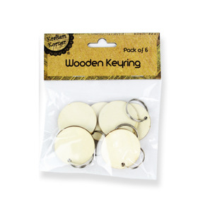 Magnets Keyrings: Wooden Keyring 6pc