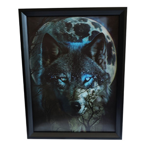 Giftware: 3D Art Wolf and Moon 30 x 40cm