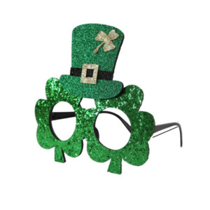 Glitter Shamrock and Top Hat Party Glasses