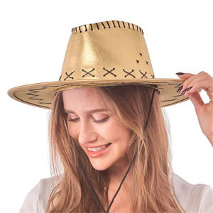 Costume Accessories: Metallic Gold Cowboy Hat
