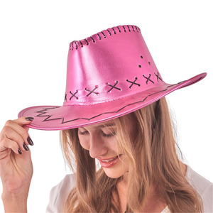 Costume Accessories: Metallic Pink Cowboy Hat