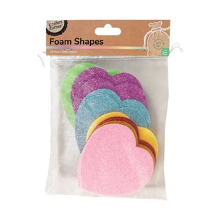 Art Supplies Craft: Glitter Foam Hearts 16pk