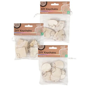 Diy Kits: DIY Wooden Shaped Keychains 6pk