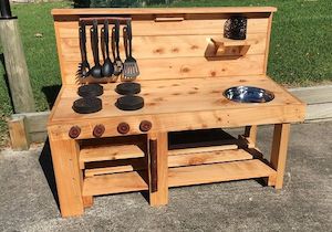 1.2m Pre-School Rustic Mud Kitchen with Oven
