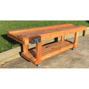 1.8m Well Top Carpentry Bench with Woodwork Vice – Primary School (Macrocarpa)