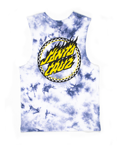 Santa Cruz Flamed Dot Muscle Tee-Blue - Sunset Surf & Turf