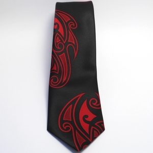 Products: Maori Red Falling Motif Tie - Sunset Surf & Turf
