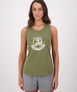 Swanndri Original Womens Singlet-Clover/Platinum - Sunset Surf & Turf